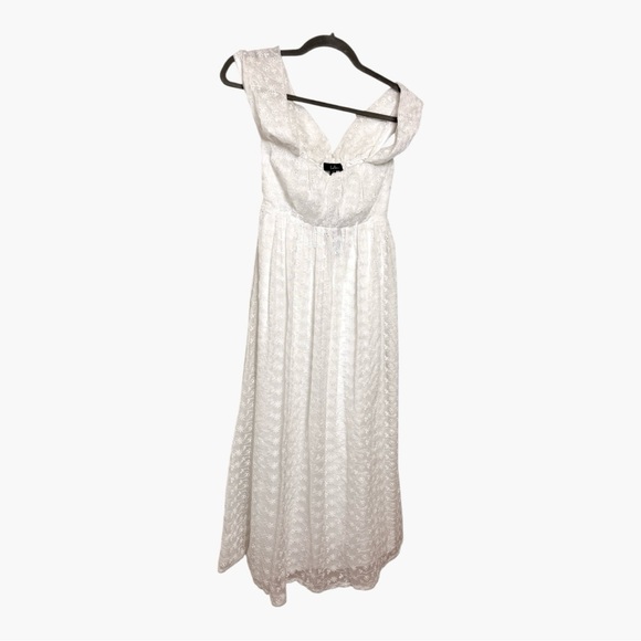 Lulus White Embroidered Off-Shoulder Midi Dress Cottagecore Romantic XS - Picture 5 of 10